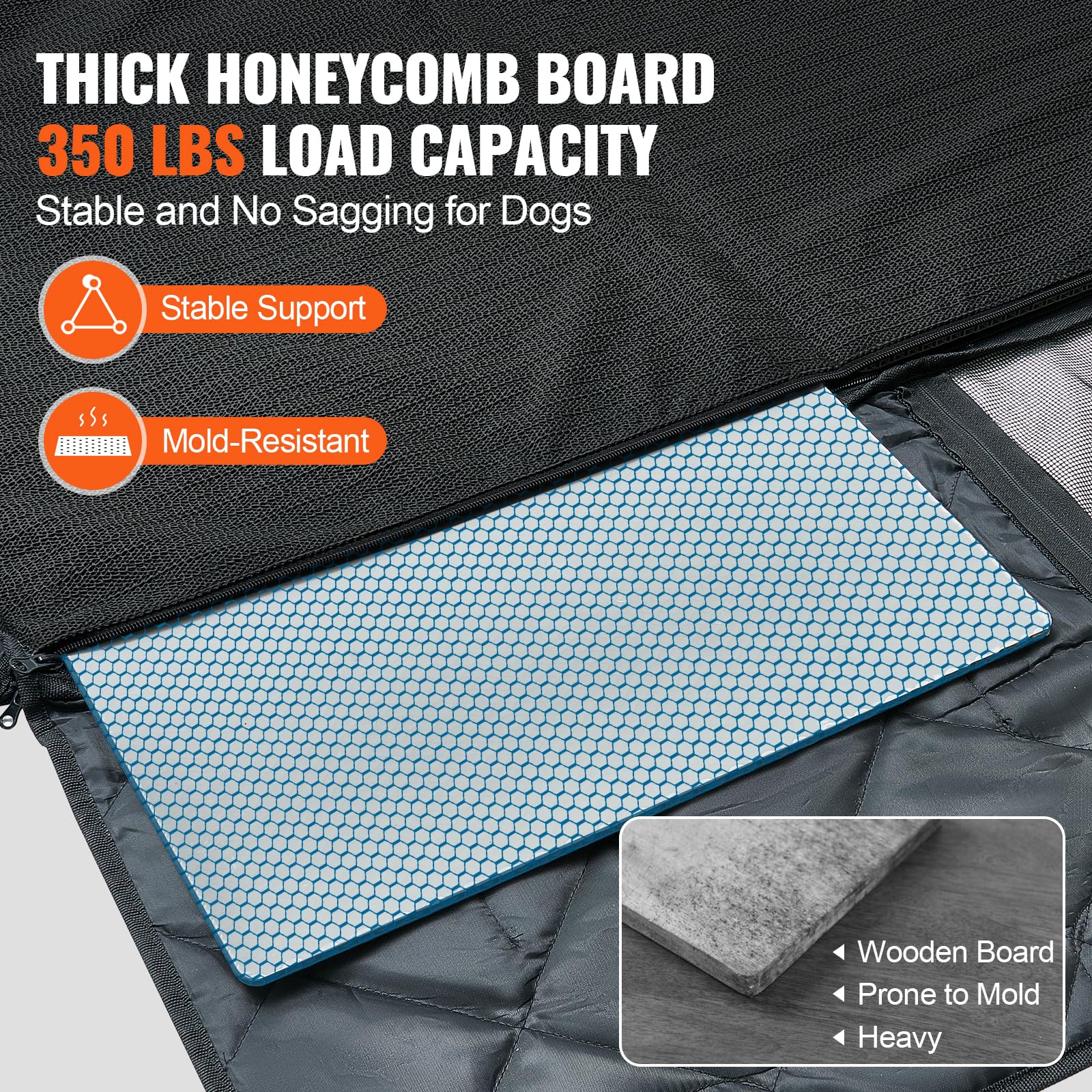 VEVOR Back Seat Extender for Dogs,Hard Bottom Dog Car Seat Cover for Back Seat Holds 350 lbs, Backseat Extender for Dogs, Waterp